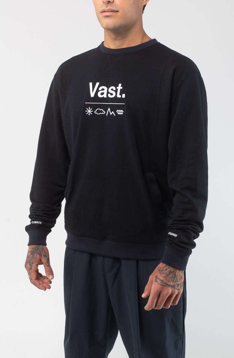 VAST Elements Lightweight Crewneck Sweatshirt, Alternate, color, Black