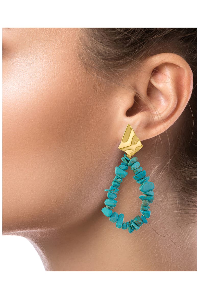 Slice Faux Turquoise Drop Earrings (Nordstrom Exclusive), Alternate, color, TURQ/ GOLD