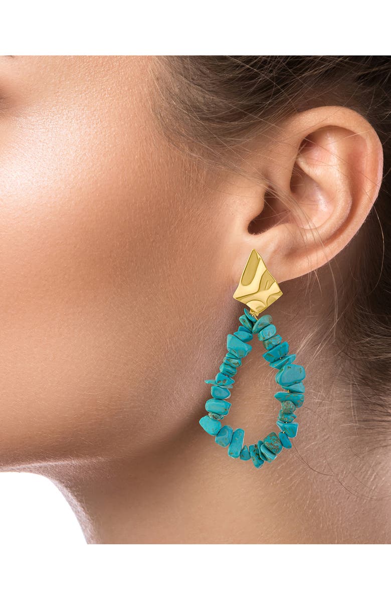JARDIN Slice Faux Turquoise Drop Earrings, Alternate, color, Turq/ Gold