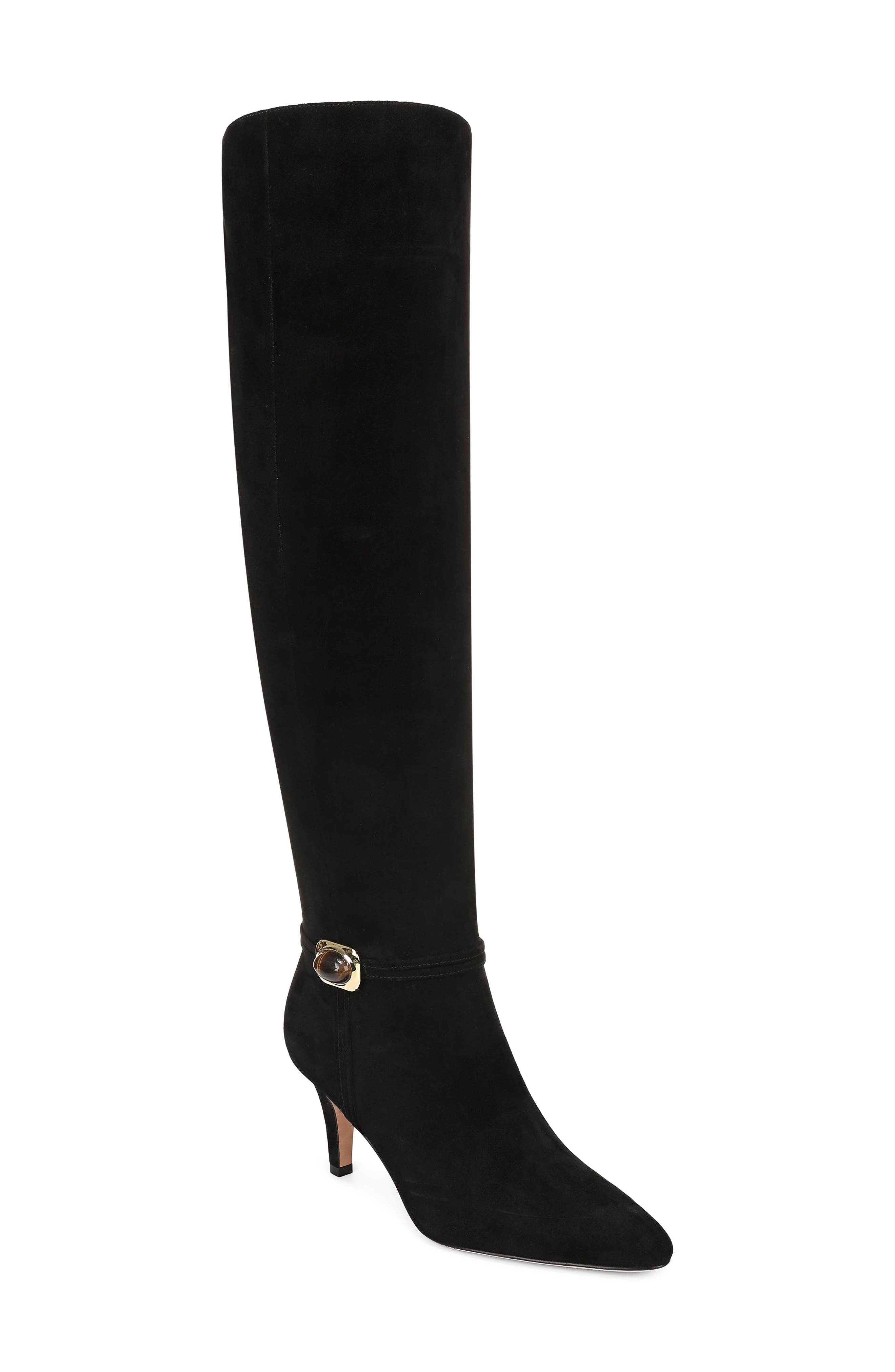 Angeline Knee High Boot, Main, color, BLACK SUEDE