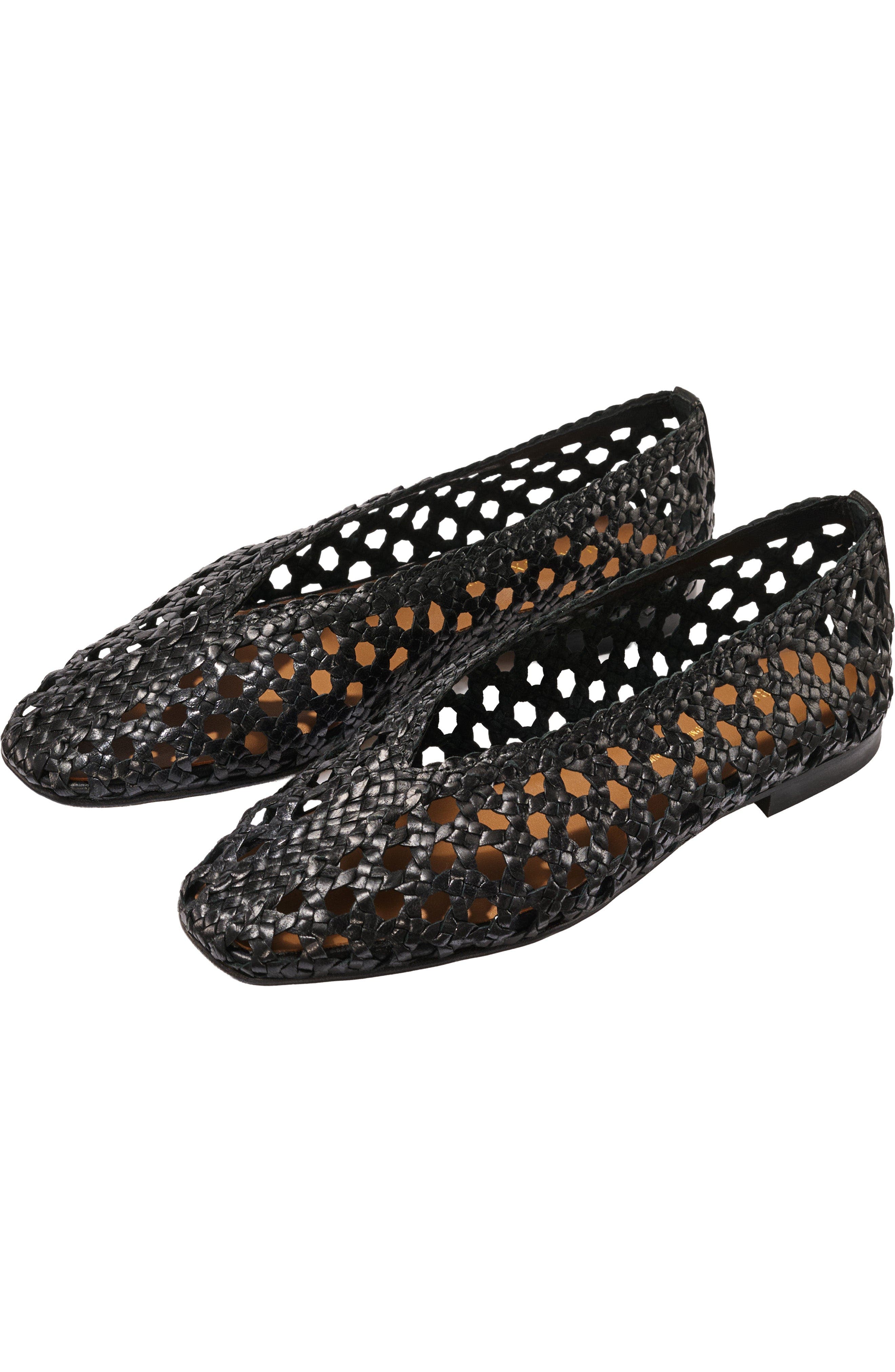 MARGAUX The Woven Paz Flat, Alternate, color, Black Leather