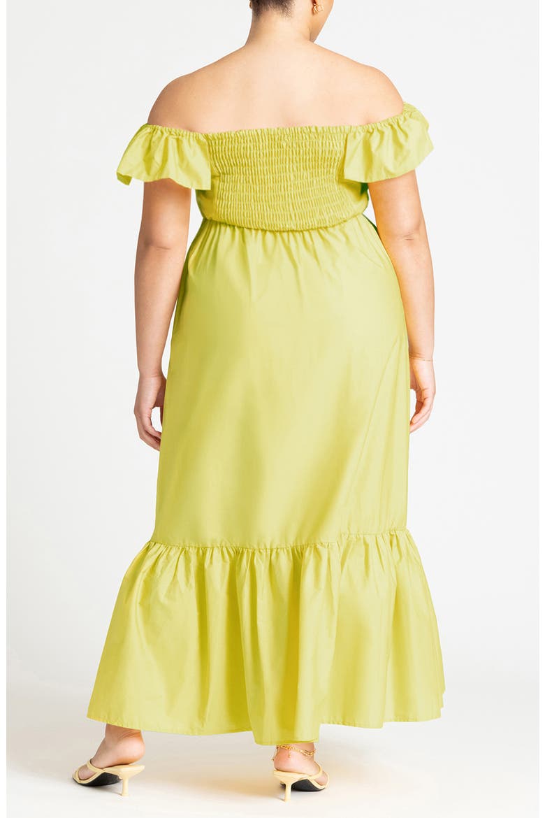 Ruffle Off the Shoulder Poplin Maxi Dress, Alternate, color, PRIMROSE YELLOW