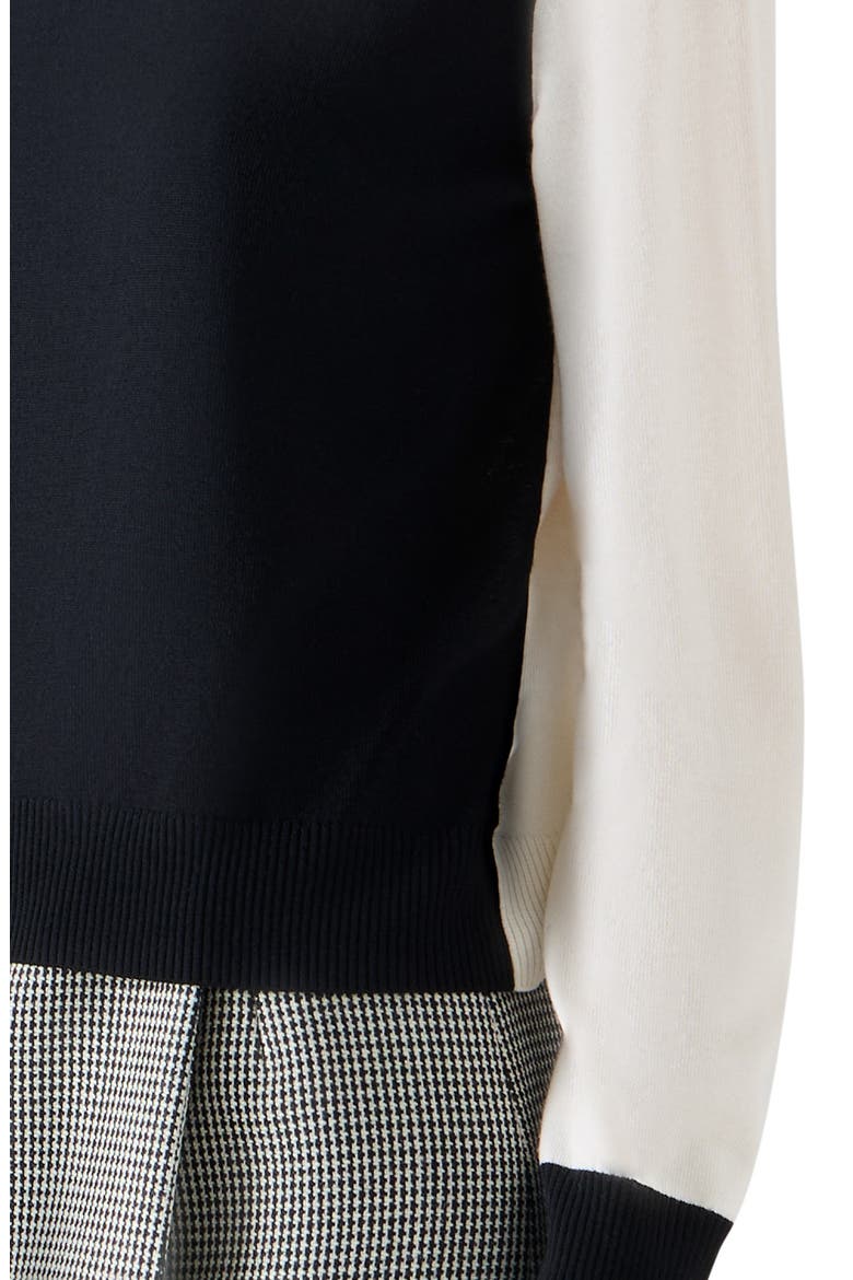 Colorblock Cool Virgin Wool Sweater, Alternate, color, BLACK-CREAM