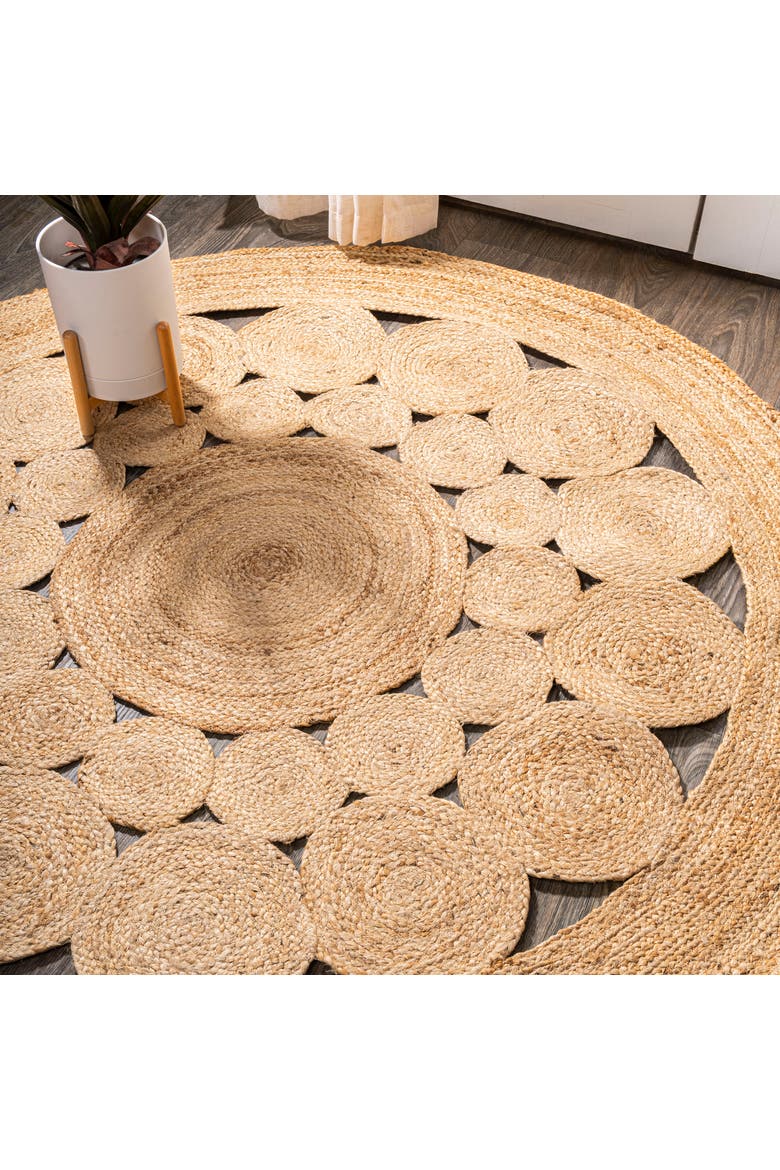Cassia Round Natural Jute Boho Circle Natural Round Area Rug, Alternate, color, Natural