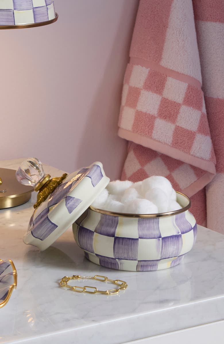 MACKENZIE CHILDS Violet Check Enameled Steel Squashed Pot, Alternate, color, Violet
