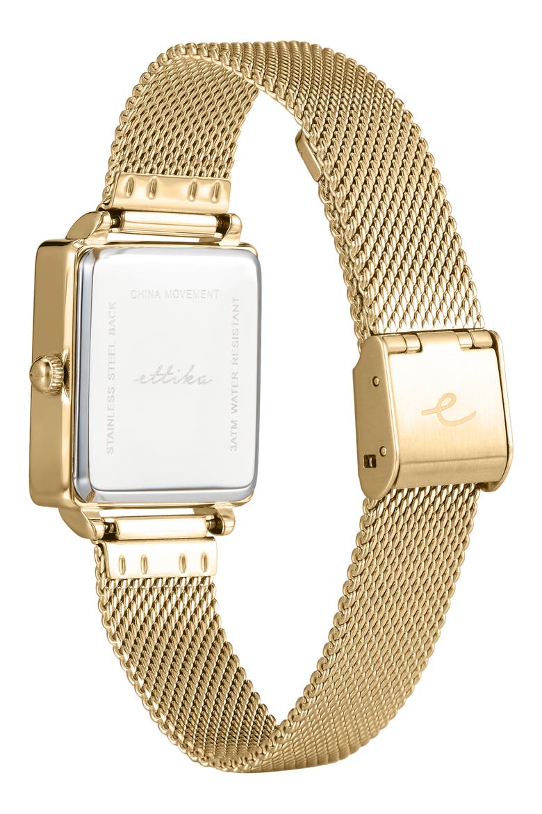 Square Case Mesh Strap Watch, Alternate, color, VANILLA AND GOLD