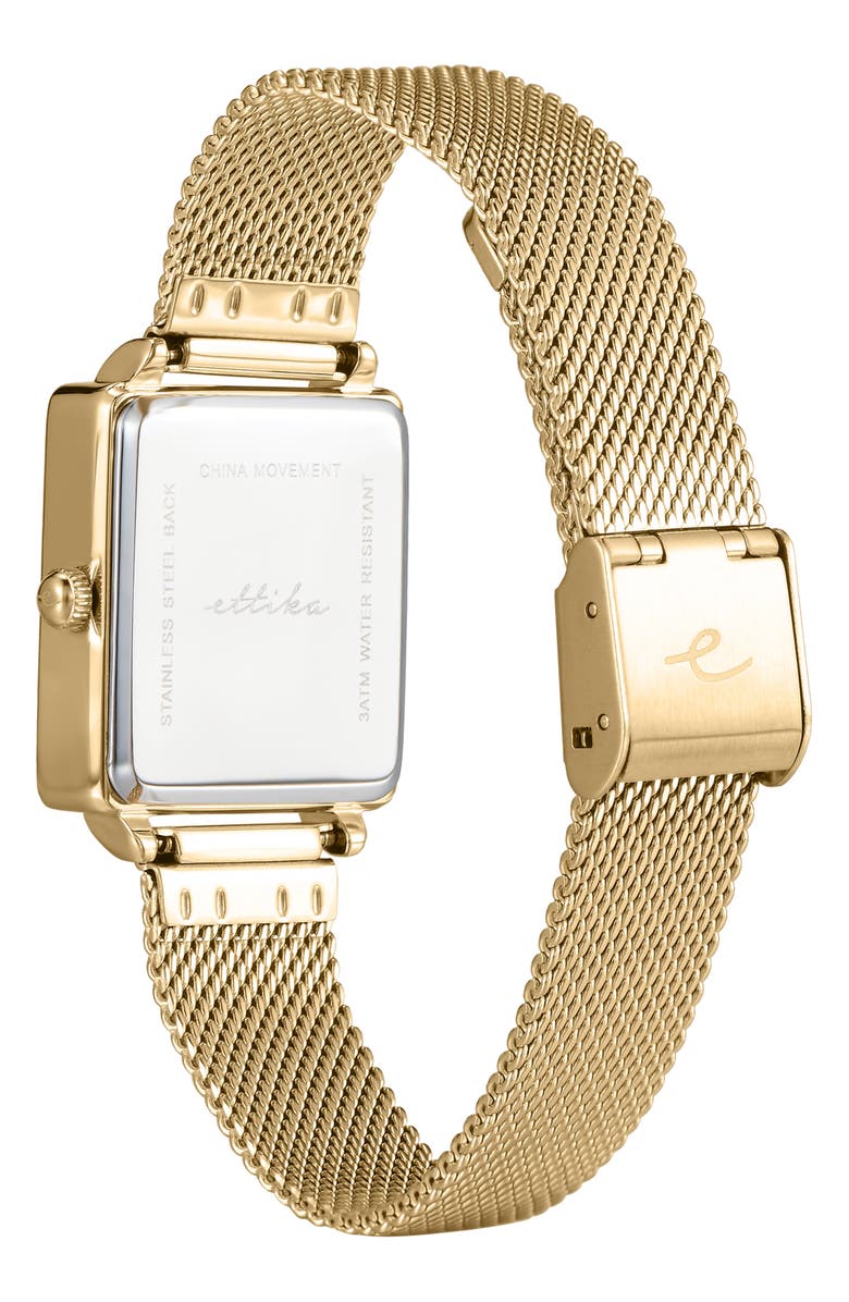 Ettika Square Case Mesh Strap Watch, Alternate, color, Vanilla And Gold