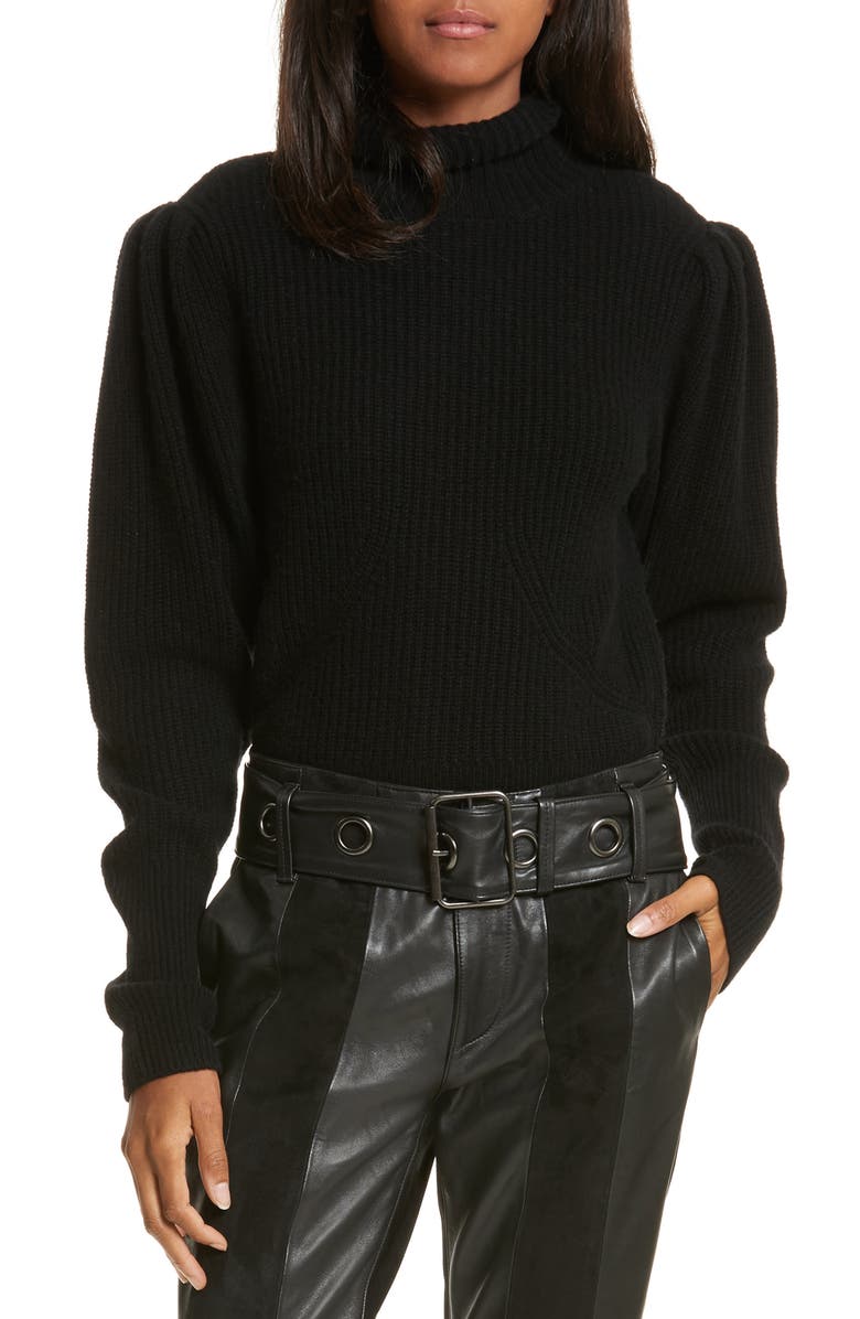 FRAME Wool & Cashmere Puff Sleeve Turtleneck Sweater, Main, color, 