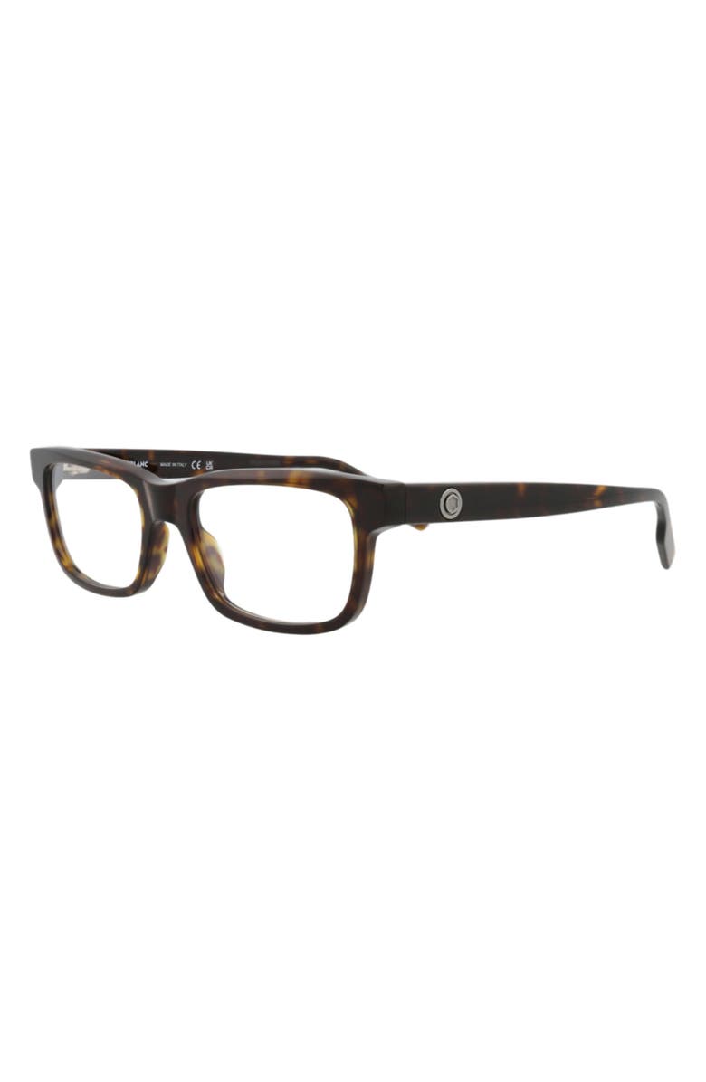 Montblanc 54mm Rectangular Optical Glasses, Alternate, color, Havana Transparent
