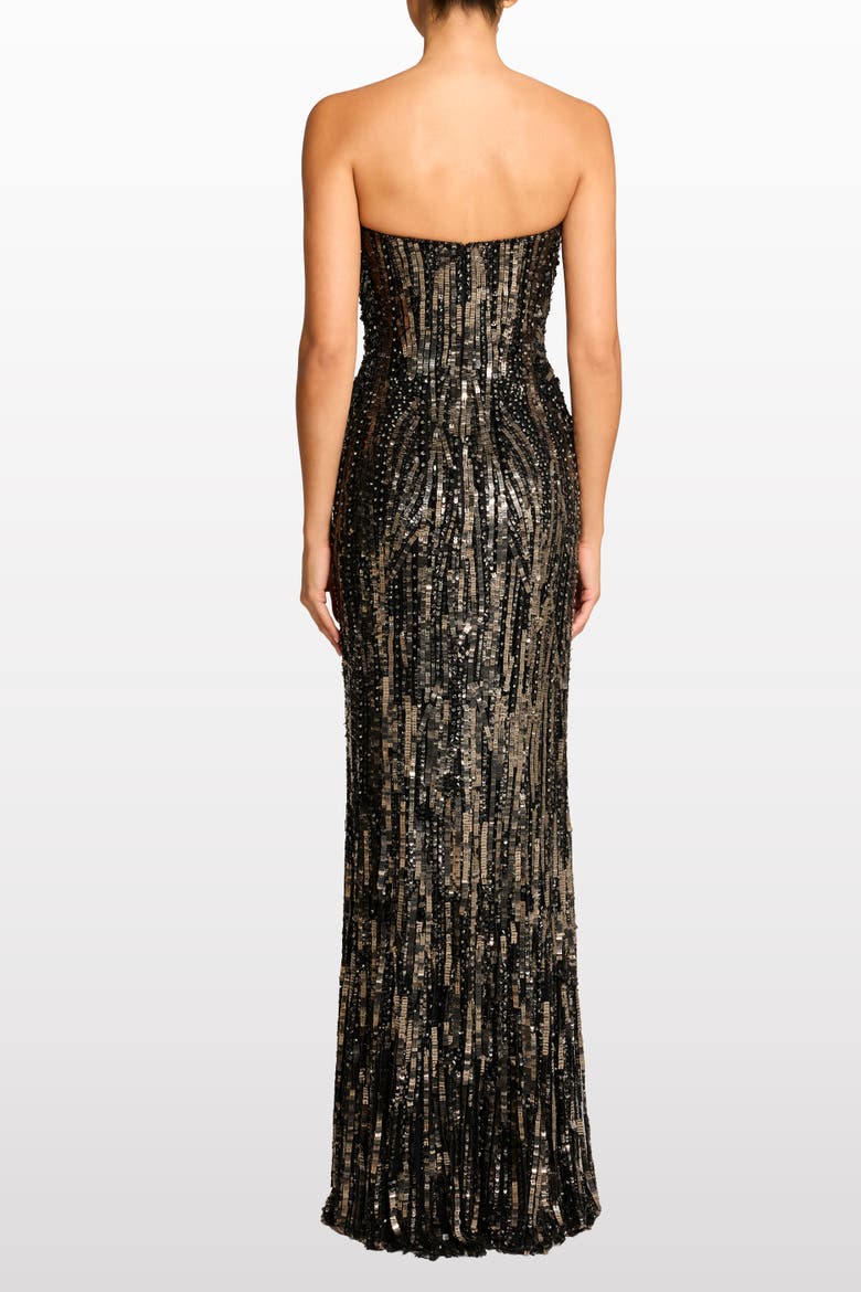 Euphoria Sequin-Embellished Strapless Dress, Alternate, color, Liquorice