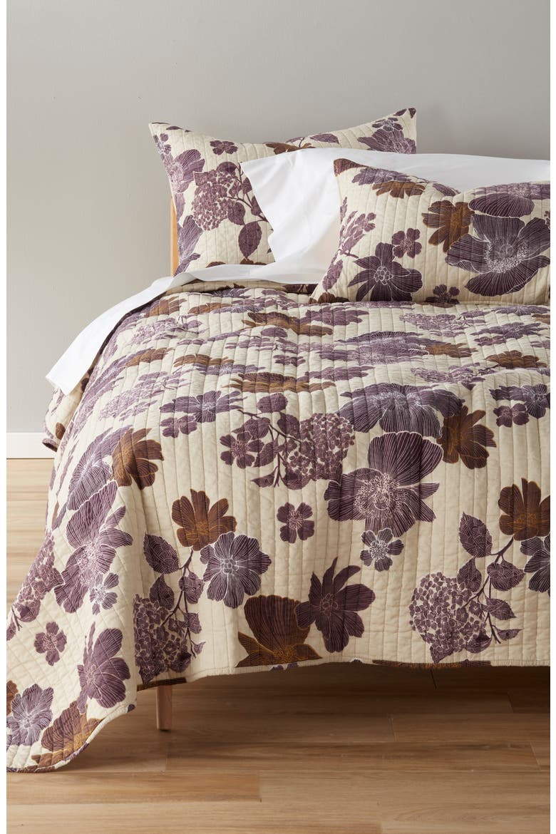 Floral Air Print Quilt, Alternate, color, BEIGE RAINY DAY MULTI
