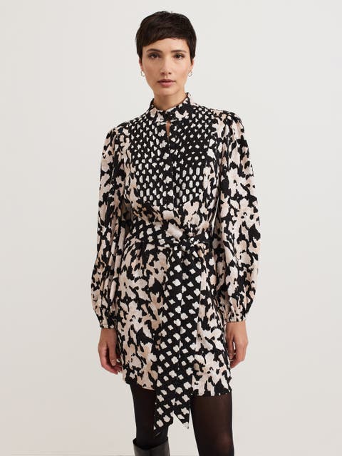 Dolly Mandarin Collar Mini Shirt Dress