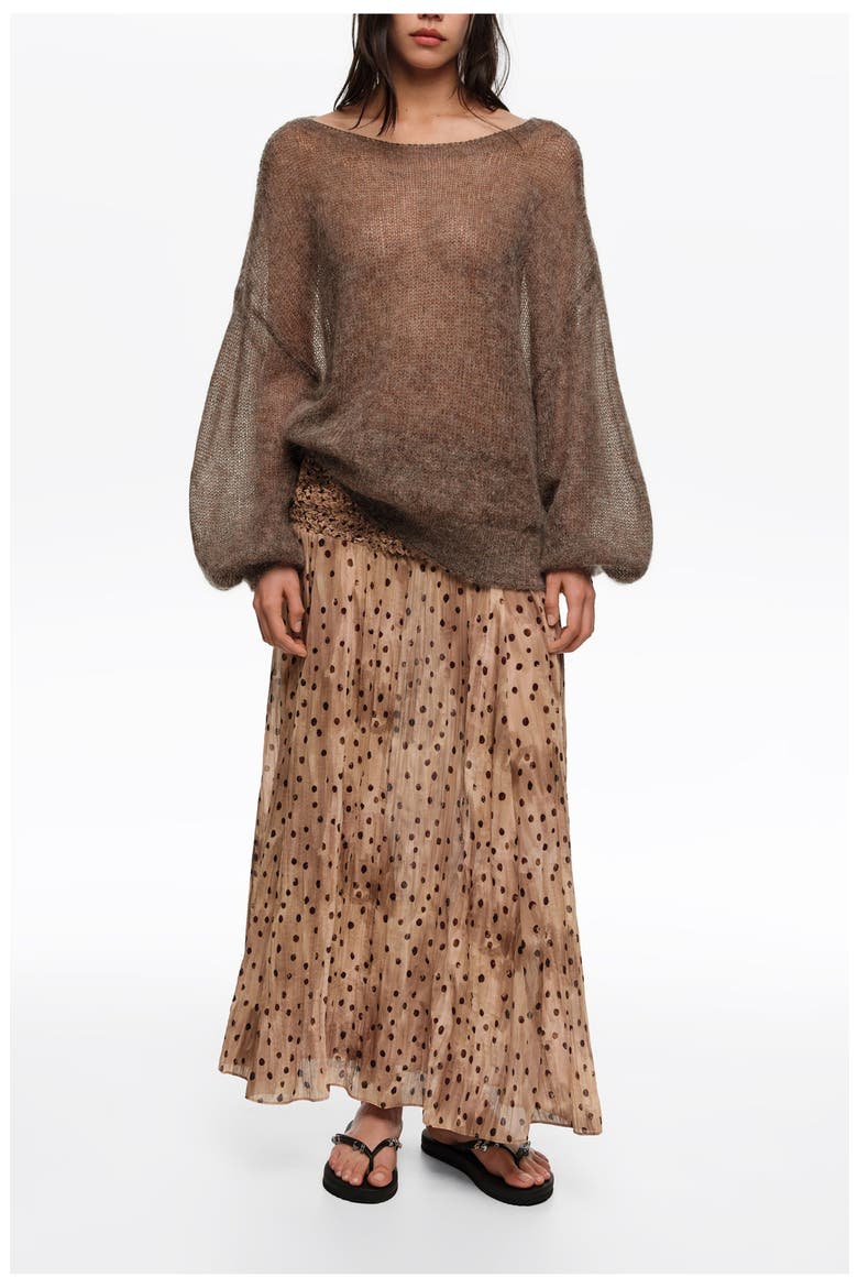 Dots Gathered Flared Skirt, Main, color, WATERCOLOR DOTS