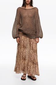 Bimba y Lola Dots Gathered Flared Skirt