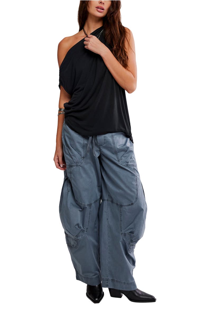 Free People Cascadia One-Shoulder Tunic Top, Alternate, color, Black