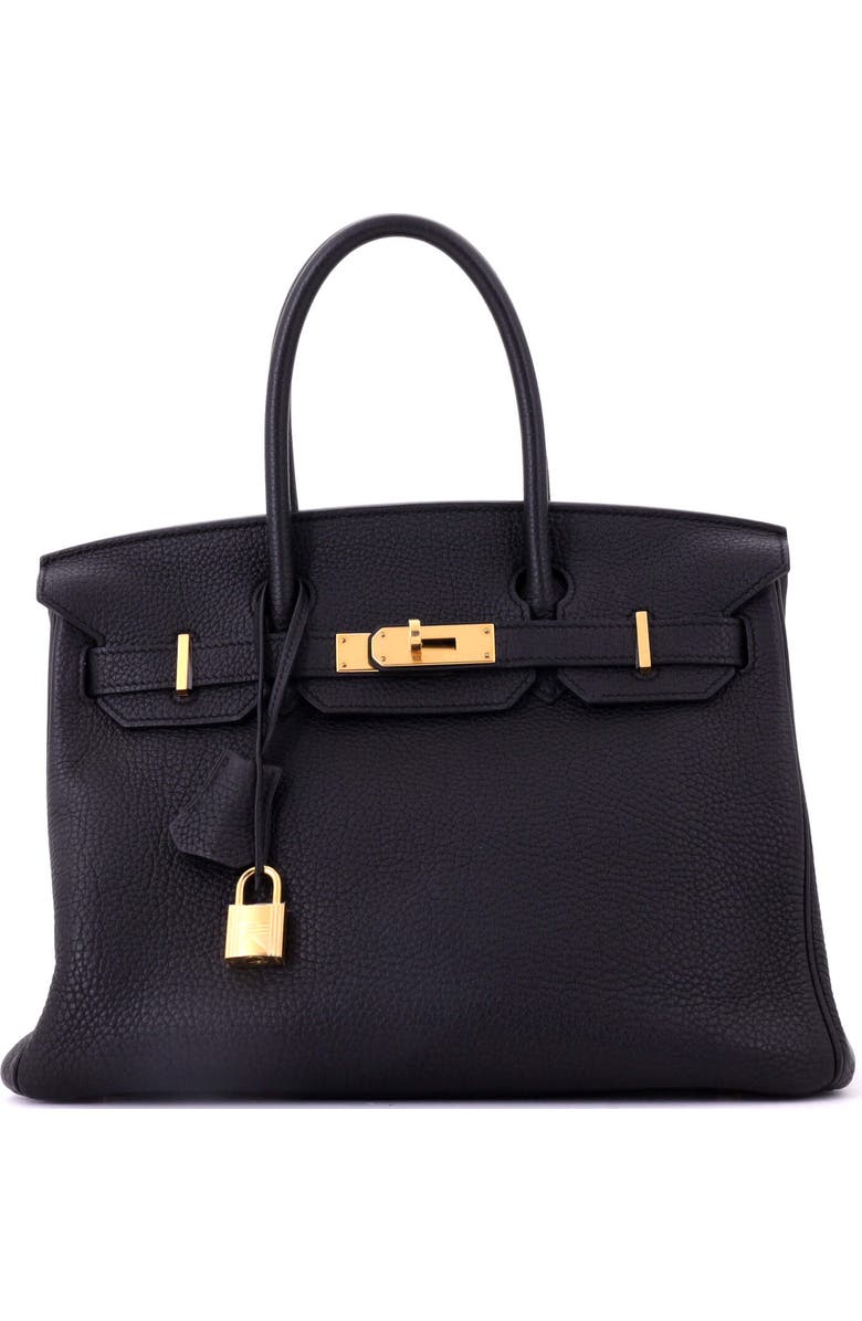 Pre-Owned Hermes Birkin Handbag Black Togo with Gold Hardware 30, Main, color, Noir