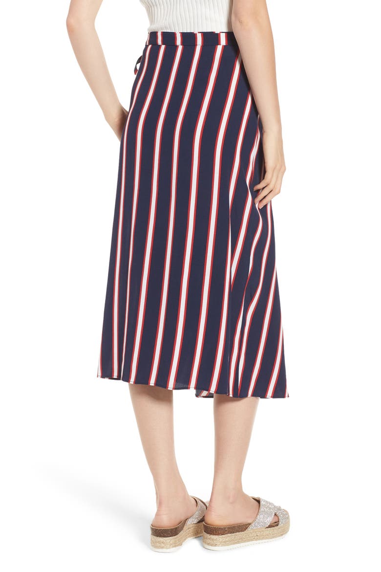 Stripe Midi Wrap Skirt, Alternate, color, NAVY PEACOAT AWNING STRIPE