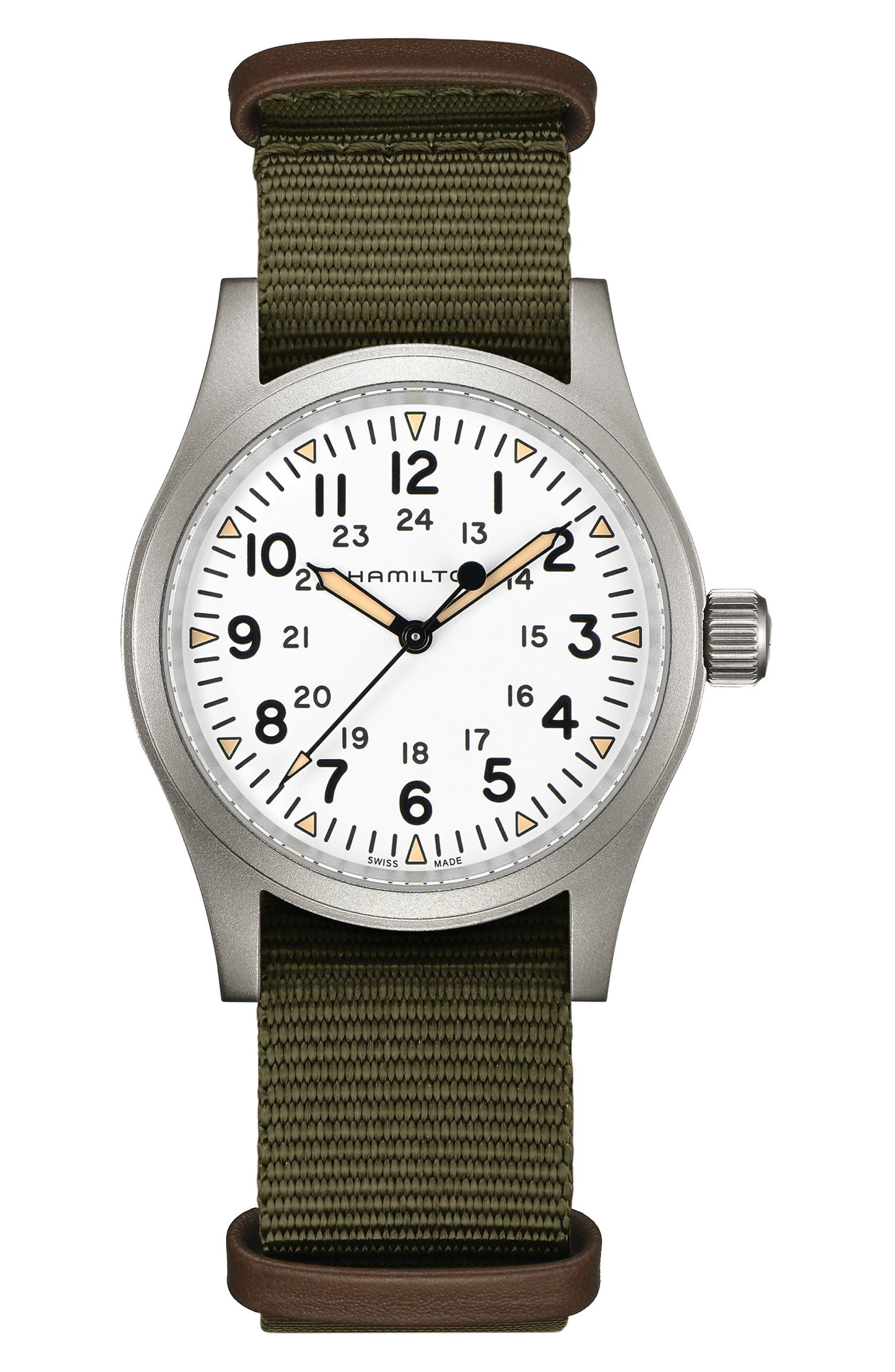 Hamilton Khaki Field Mechanical NATO Strap Watch, 38mm in White 
