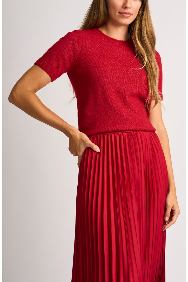 Short Sleeve Crewneck Sweater, Main, color, RED HOT