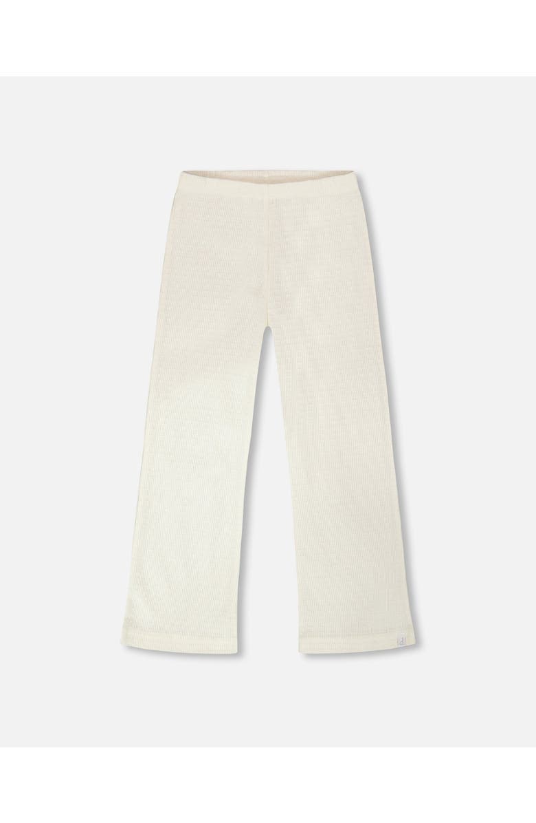 Deux par Deux Crinkle Jersey Flared Bottom Leggings, Main, color, Off-White