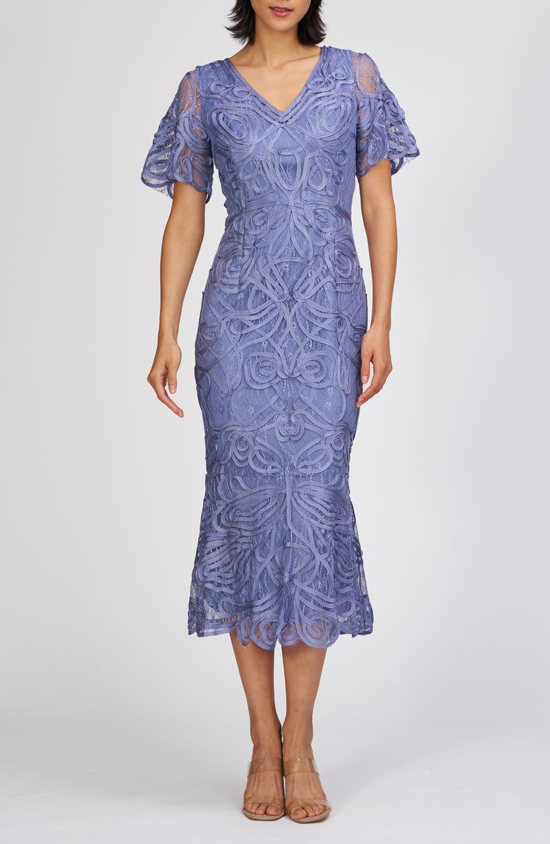 JS Collections Camila Soutache Cocktail Dress, Alternate, color, Bleached Denim