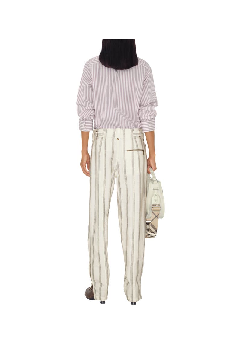 Burberry Striped Silk Blend Tailored Trousers, Alternate, color, 