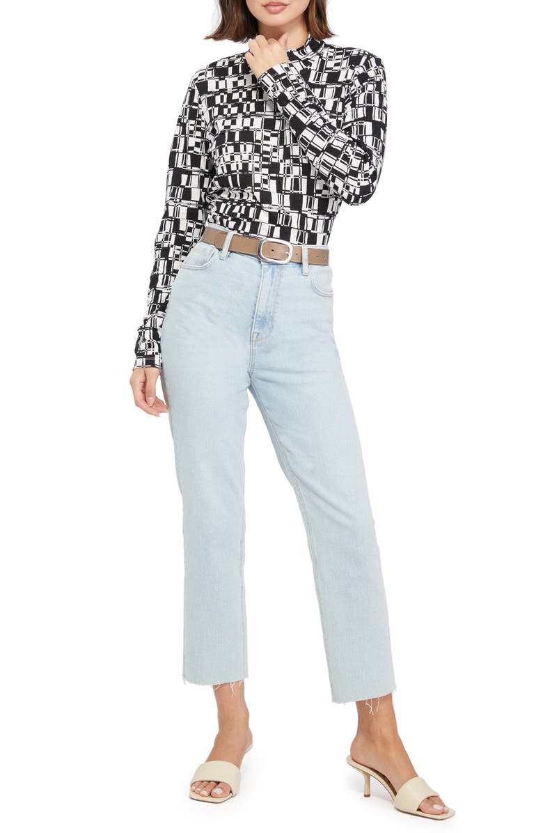 Sanctuary Leopard Print Mock Neck Top, Alternate, color, 