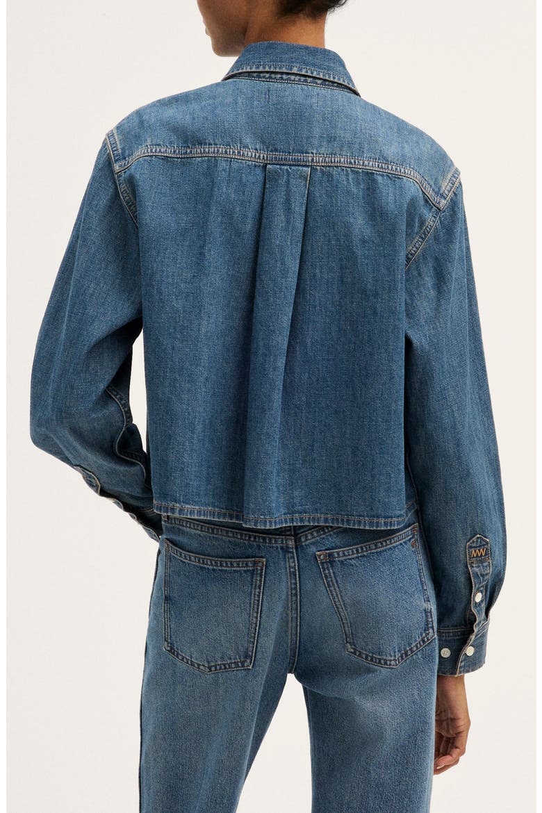 Oversize Denim Button-Up Shirt, Alternate, color, ANCHOR BLUE