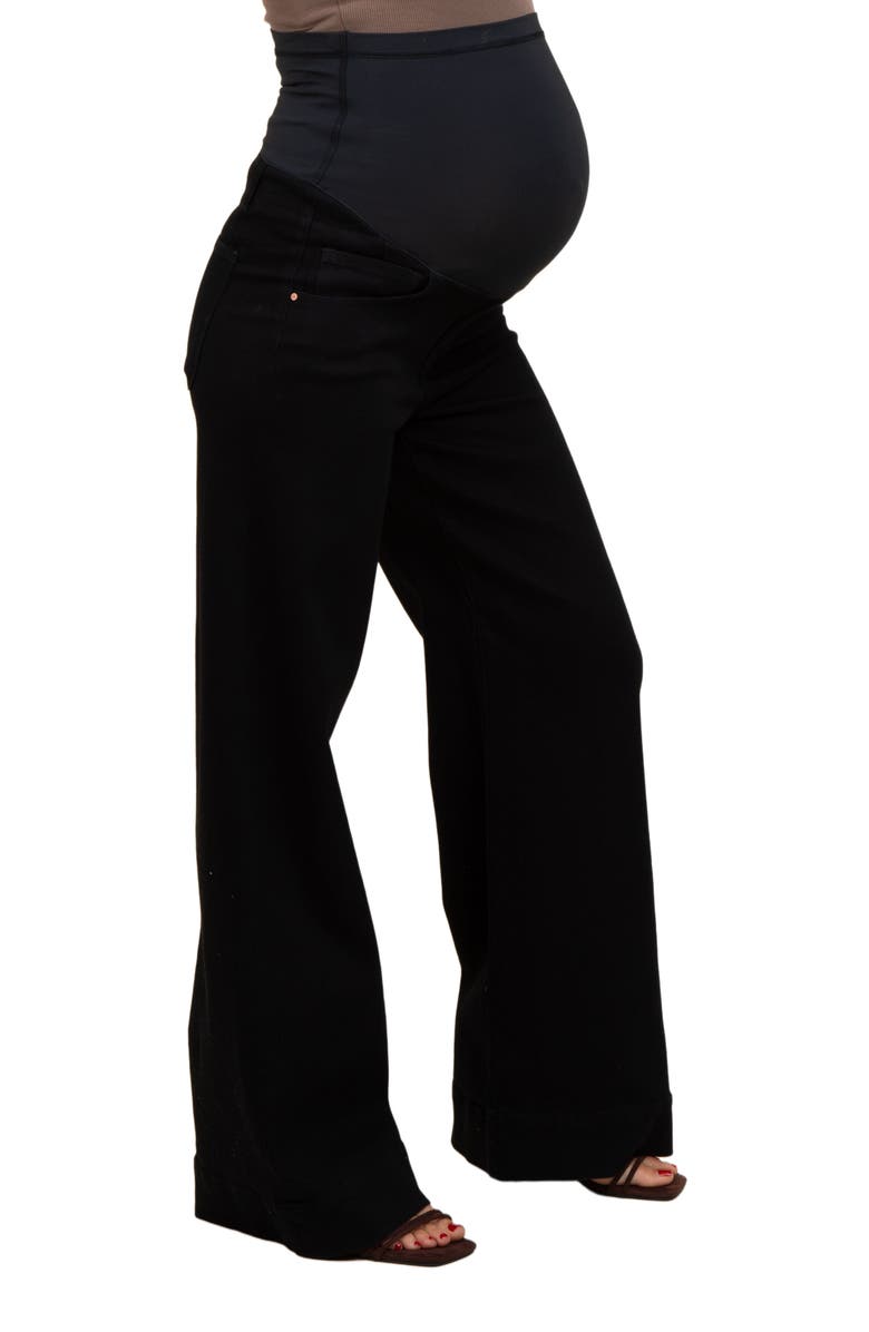PinkBlush Super Wide Leg Maternity Jeans, Alternate, color, Black