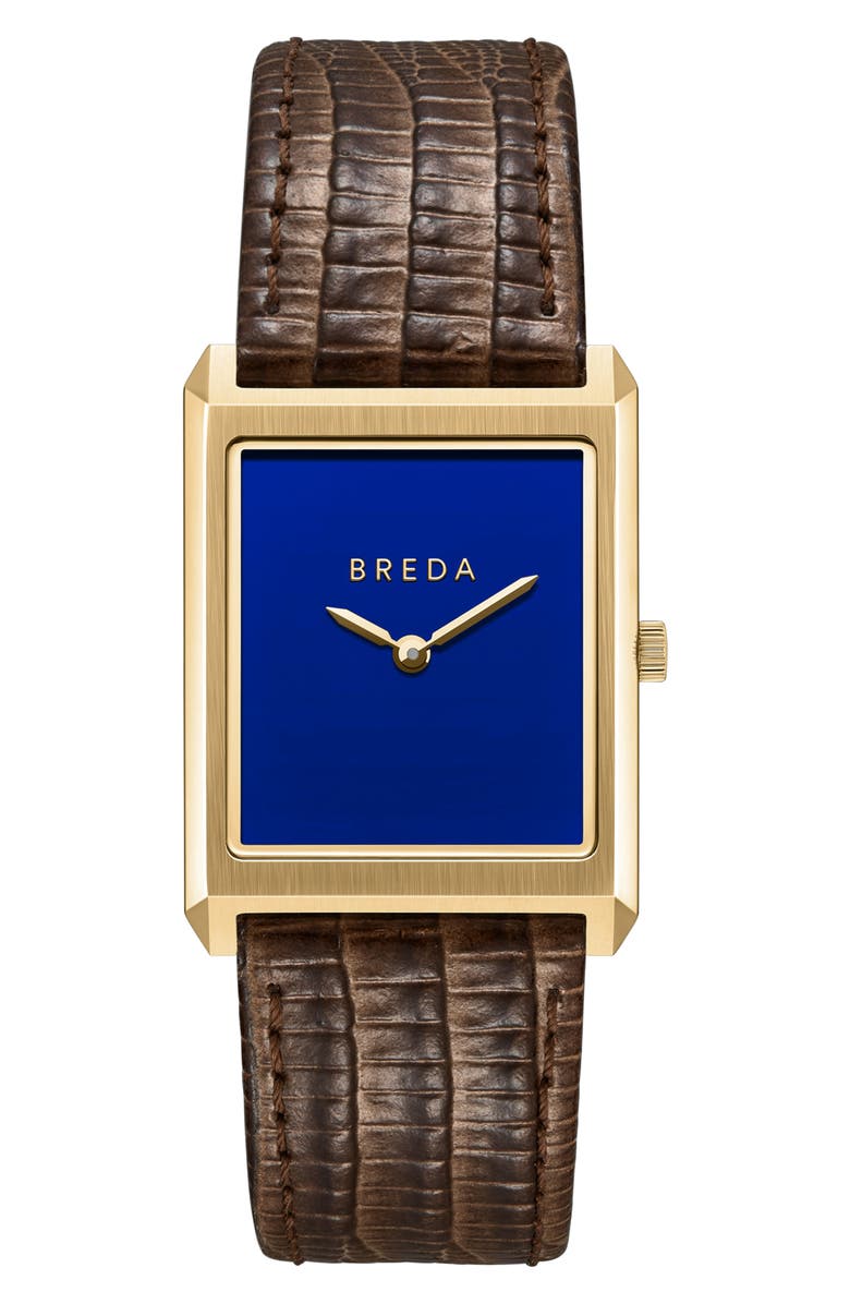 BREDA Virgil Leather Strap Two-Tone Tank Watch, 26mm x 35mm, Main, color,