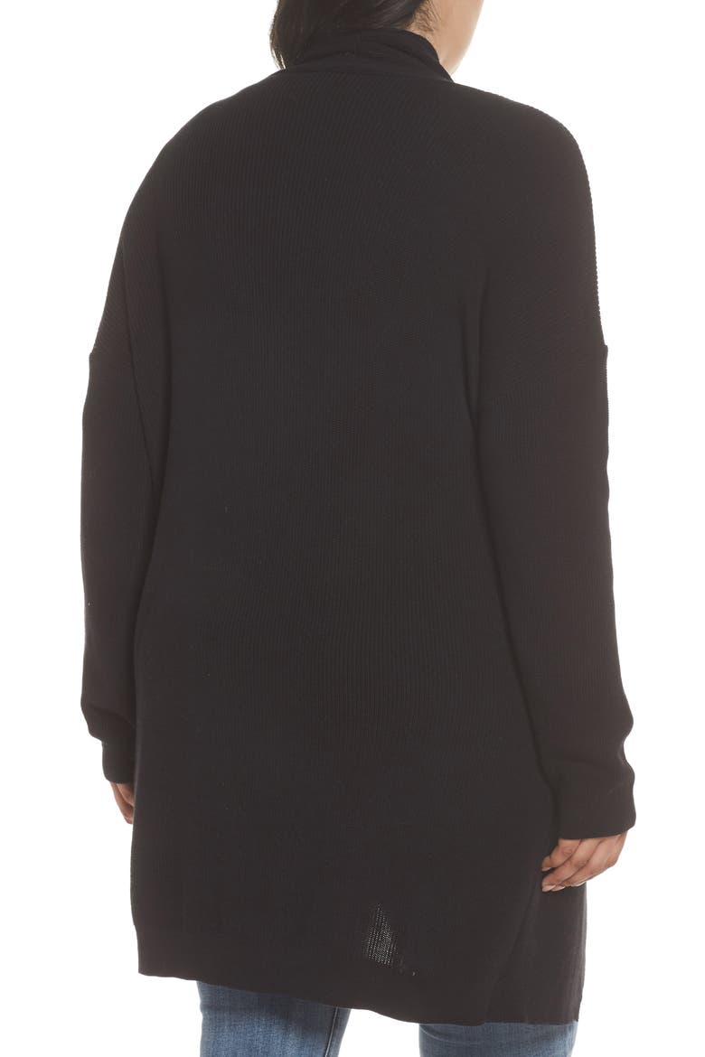 Stitch Curve Hem Cardigan(Plus Size), Alternate, color, BLACK