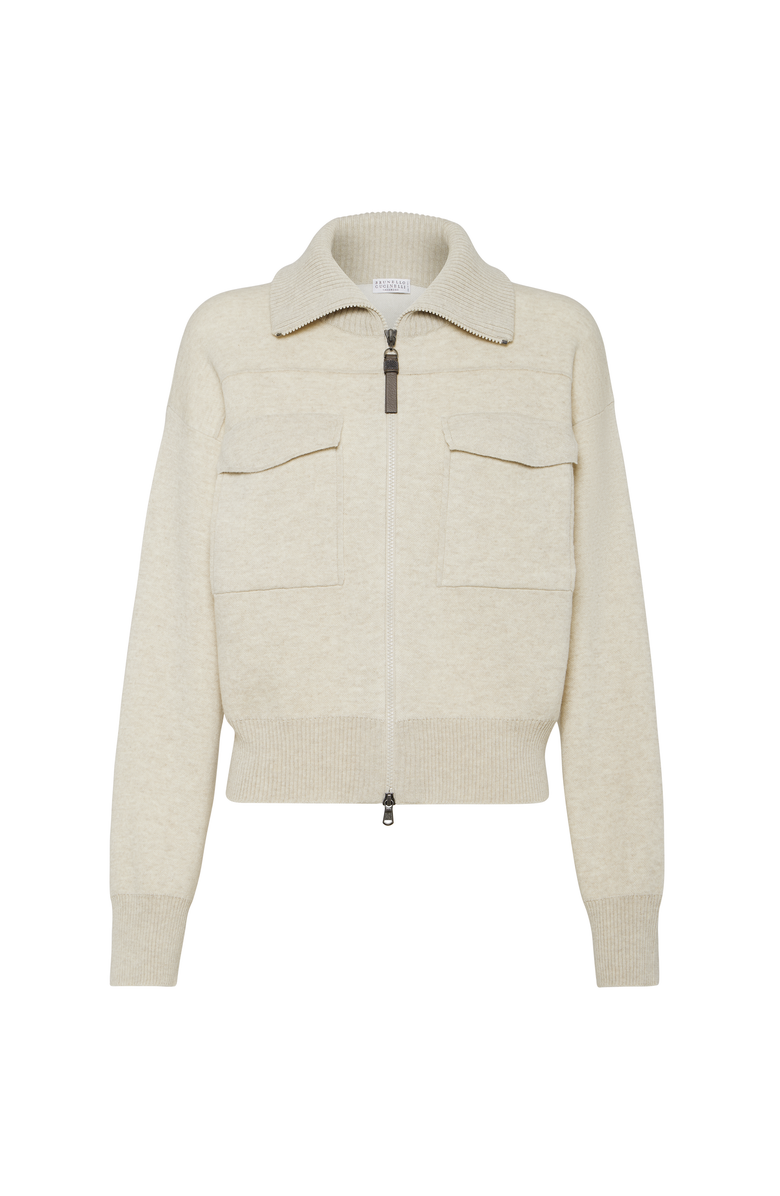 Brunello Cucinelli Double-knit cardigan, Main, color, Oat