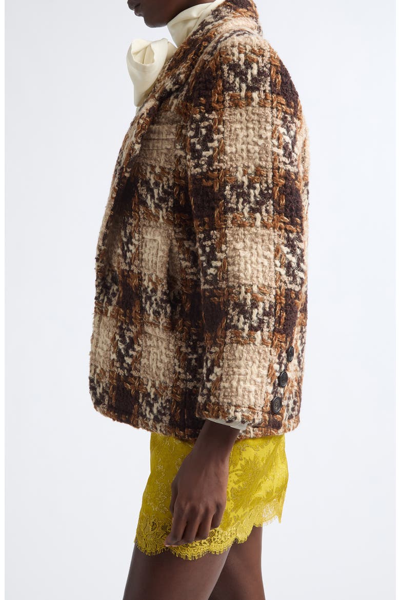 Check Wool & Mohair Blend Tweed Jacket, Alternate, color, NOIR/ MARRON/ CRAIE