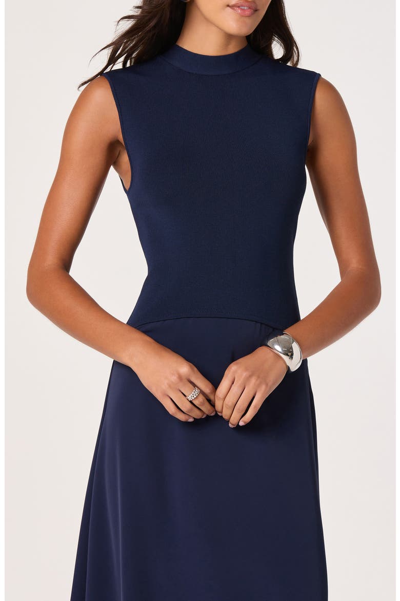 Mixed Media Dress, Alternate, color, NAVY
