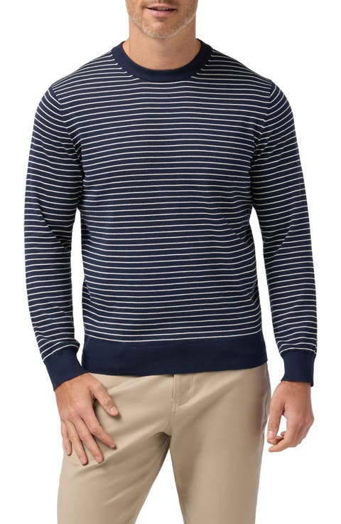 Ashe Stripe Crewneck Cotton Blend Sweater