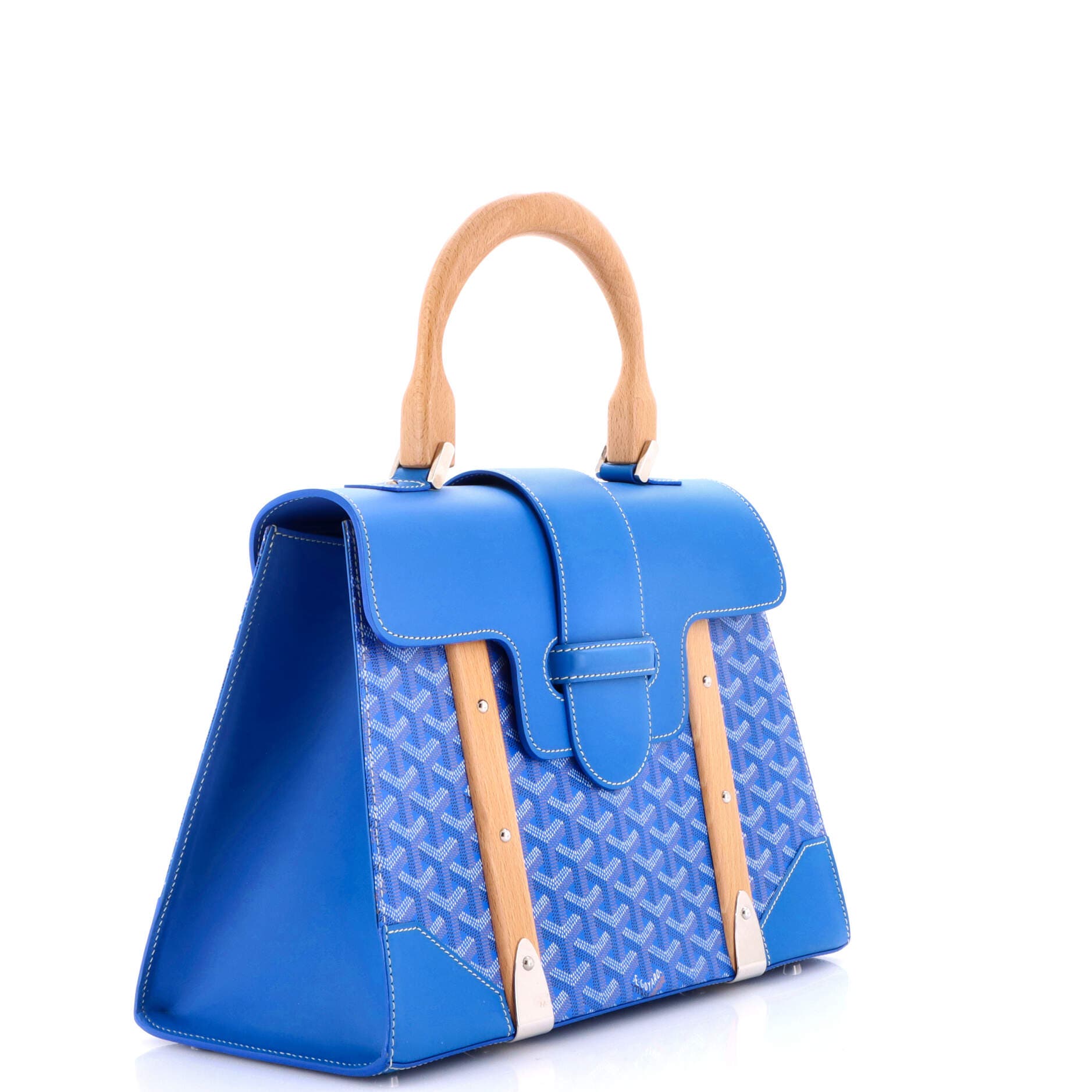 Saigon Top Handle Bag Coated Canvas with Leather MM, Alternate, color, Blue
