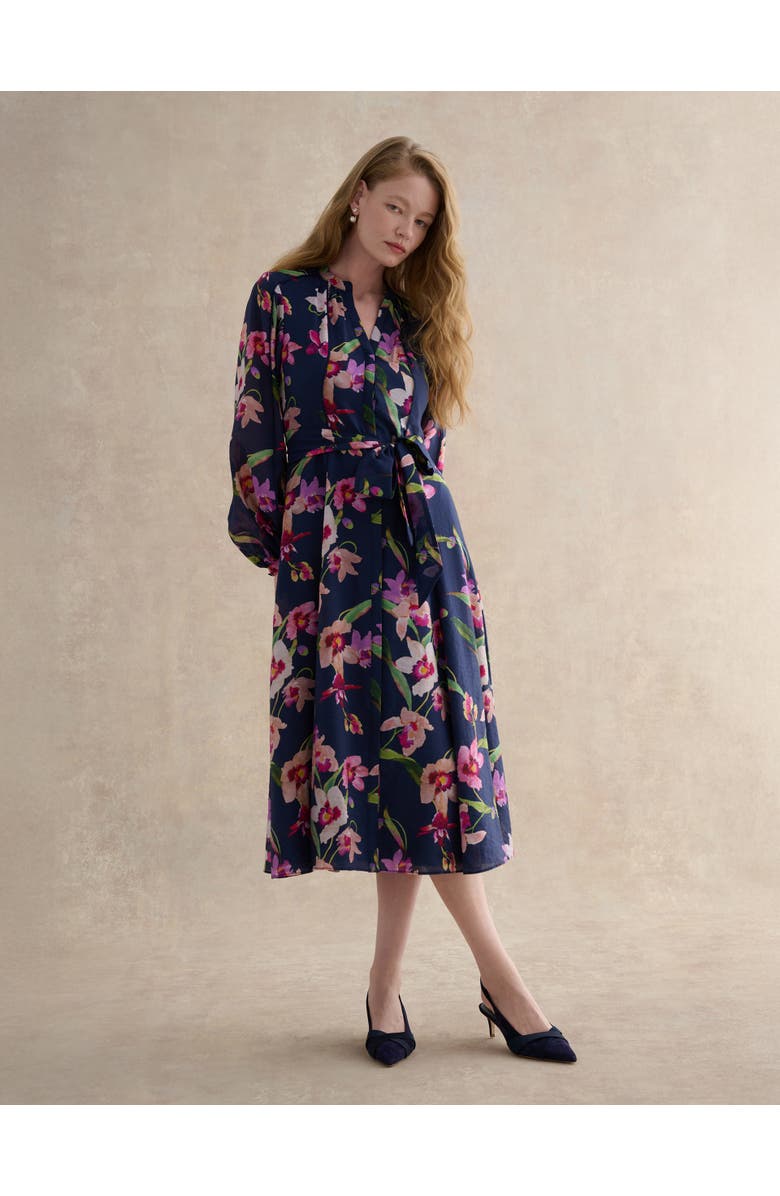 HOBBS LONDON Pippa Floral Midi Dress, Main, color, Midnight Multi