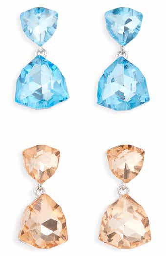 Tasha Set of 2 Trillion Cut Crystal Drop Earrings