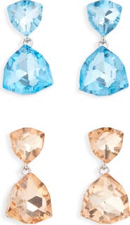 Tasha Set of 2 Trillion Cut Crystal Drop Earrings