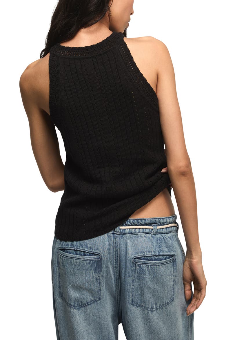 Pointelle Sweater Tank, Alternate, color, DARK BLACK