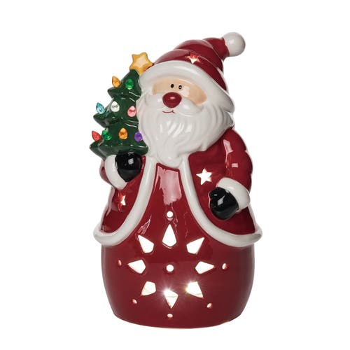 Transpac Multicolor Light Up Santa Tree Ceramic Decorative Figurine