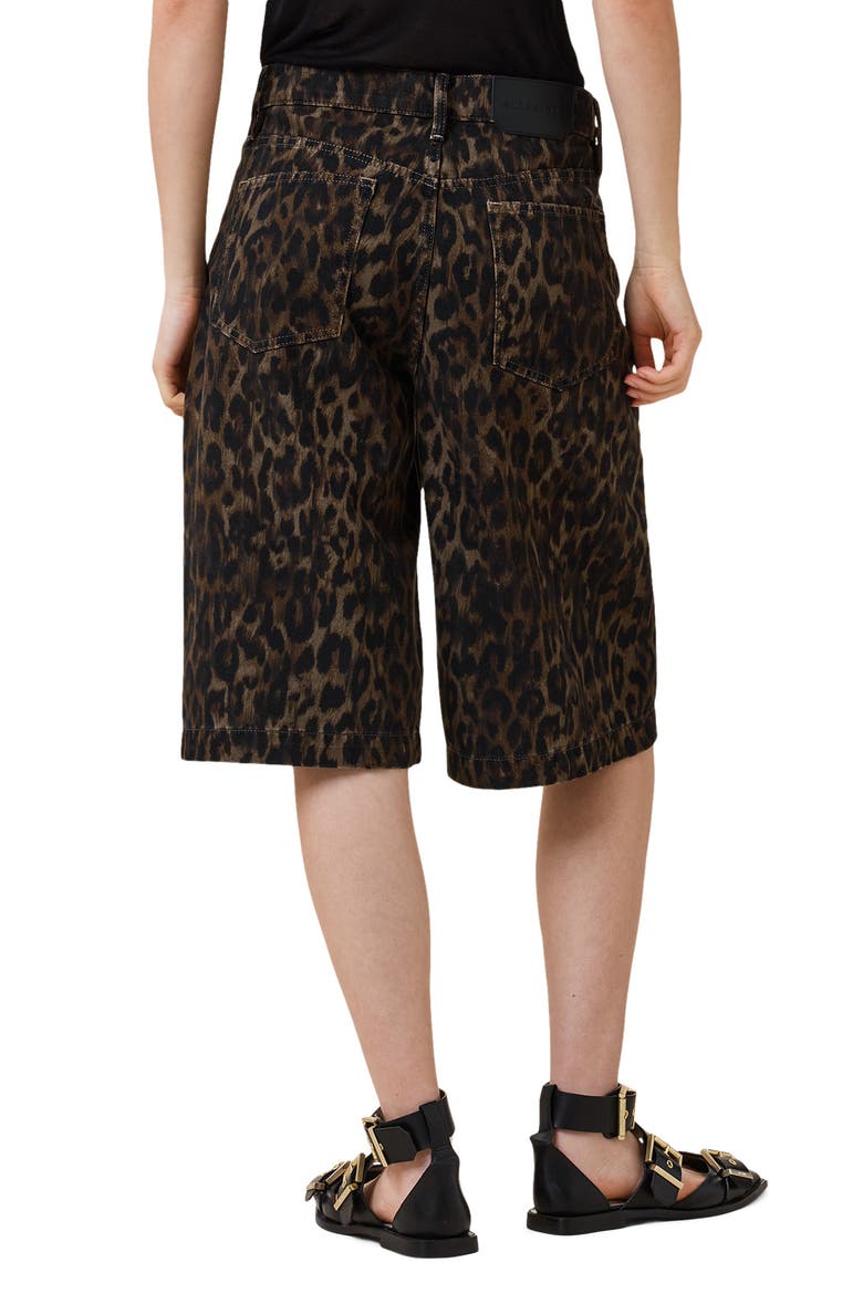 Louie Leopard Long Denim Shorts, Alternate, color, LEPPORD BROWN