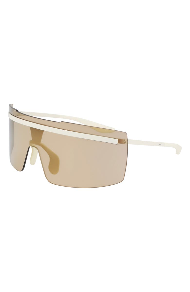 Nike Echo Shield 67mm Sunglasses, Alternate, color, Matte Coconut Milk / Gold Mir