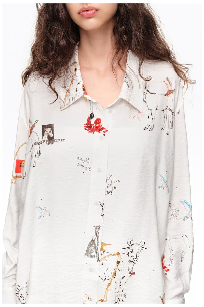 Oversized Animal Print Shirt, Alternate, color, COLLAGE ANIMAL CHAIN
