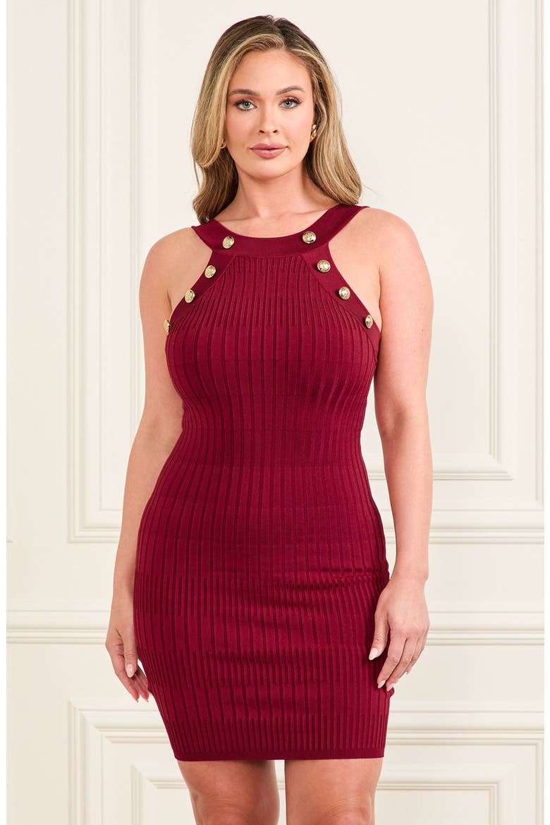 Janet Rib Sweater Minidress, Alternate, color, DARK JAM RED