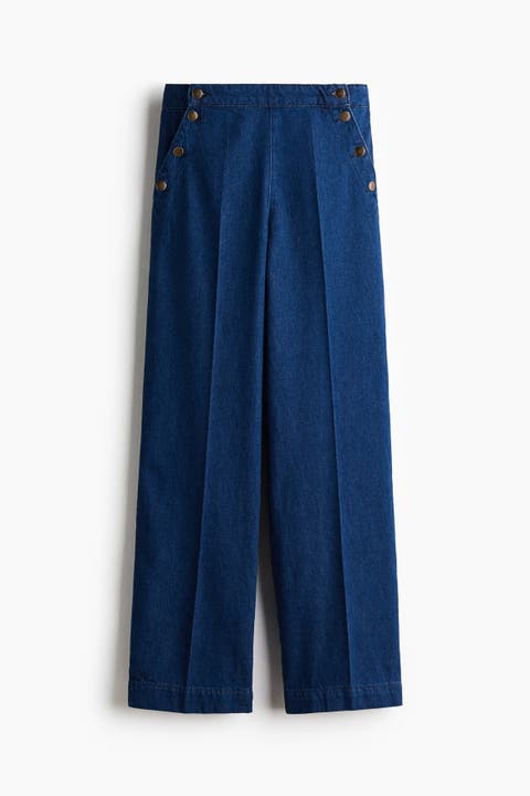 Button-detail Denim Trousers