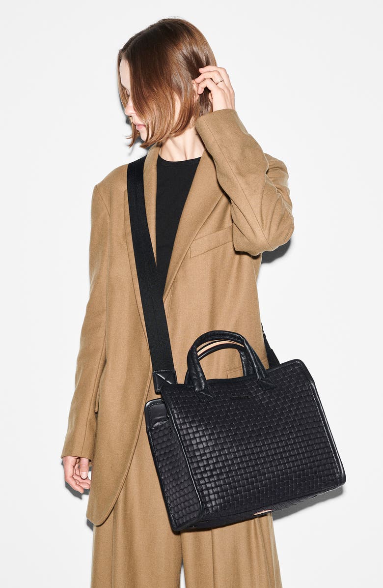 MZ Wallace Medium Woven Nylon Box Tote, Alternate, color, Black Woven