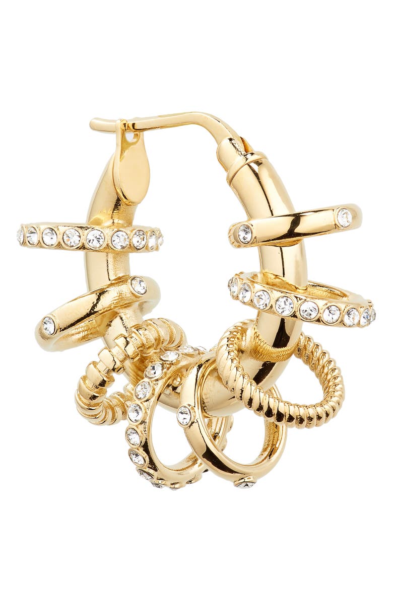 Amina Muaddi Small Multiring Hoop Earrings, Alternate, color, White Crystal/ Gold Base
