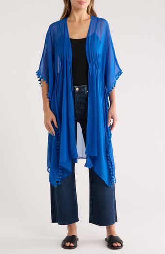 Vince Camuto Pompom Trim Chiffon Topper