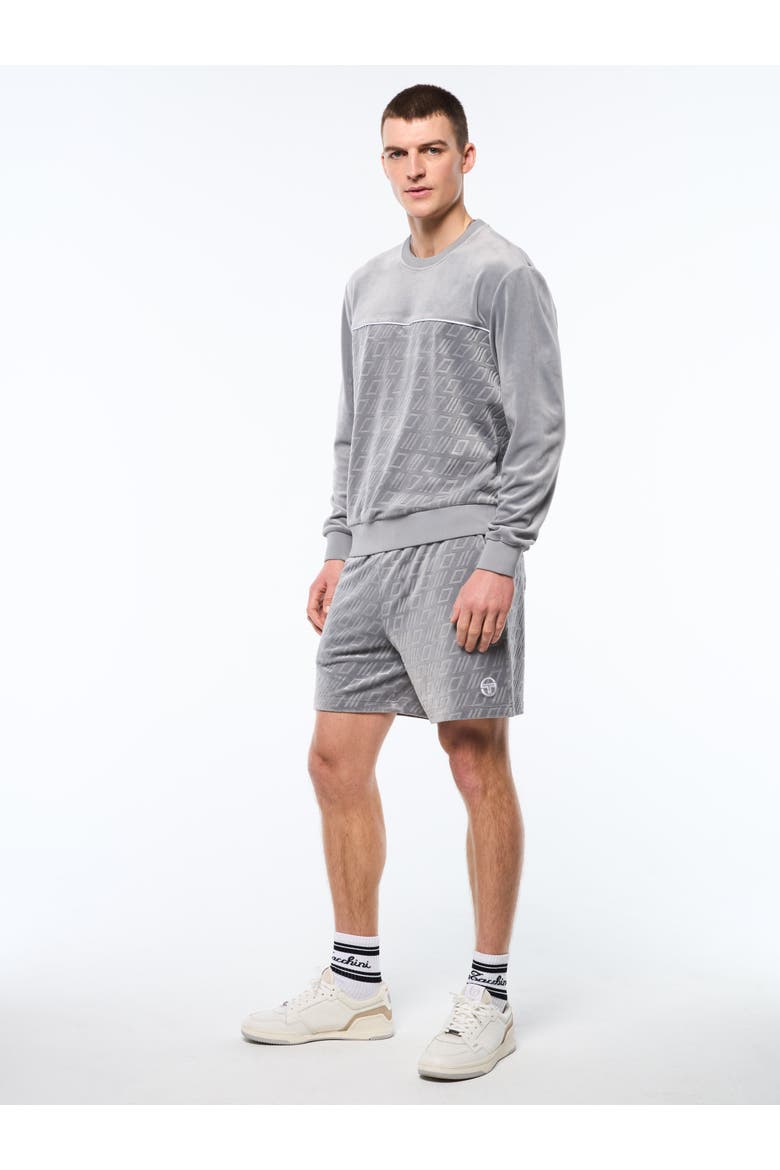 Bandiera Debossed Velour Crewneck, Alternate, color, SLEET